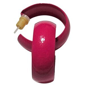 Retro 80s 90s Pink Hoop Earrings Statement Fashion Jewelry Women Enamel Metal